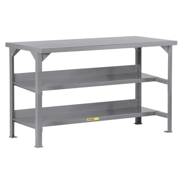 Welded Workbench, 30"X72" Top, 2 Lower Half-Depth Shelves